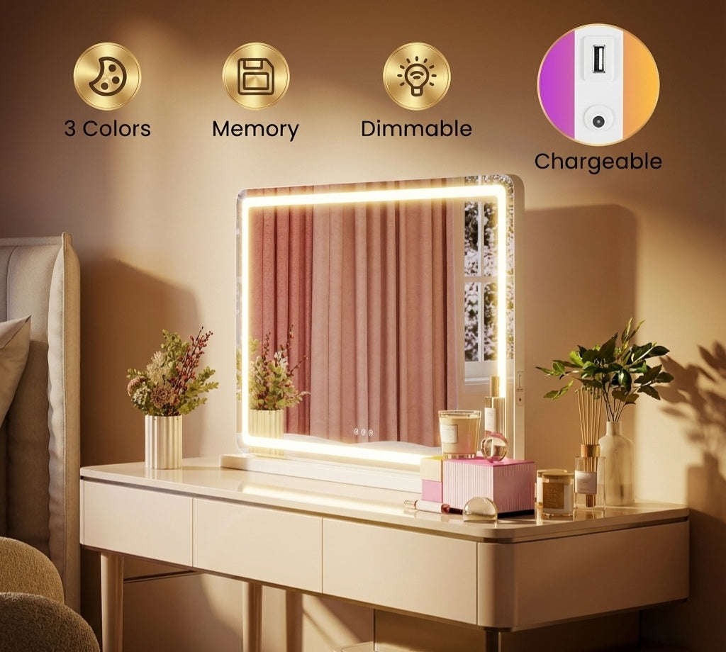 Nuvarre "Studio Aura" LED Makeup Mirror  | True-Tone Illumination & Smart Touch Control Nuvarre